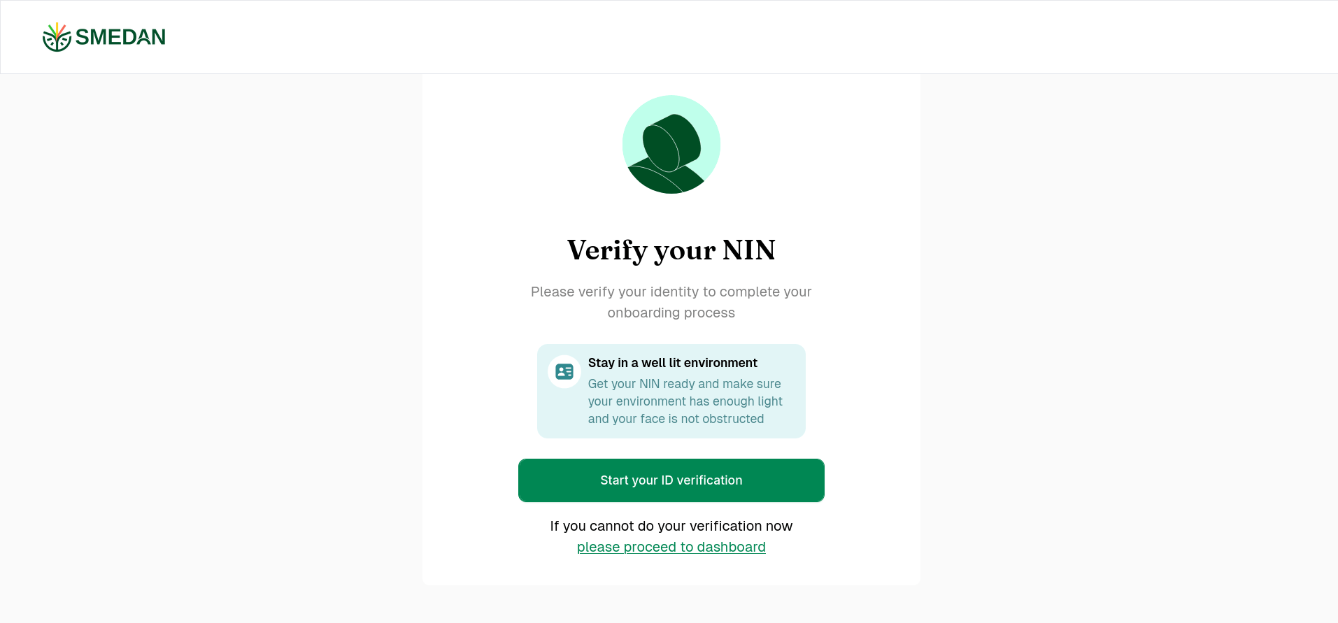Email and NIN verification page